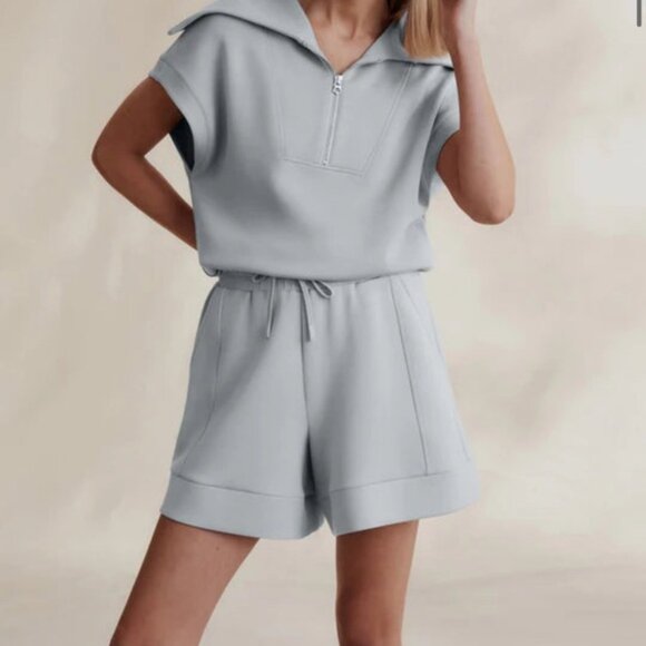 Varley Dexter Half Zip Sweater size Large pearl blue (light blue) - Picture 3 of 10